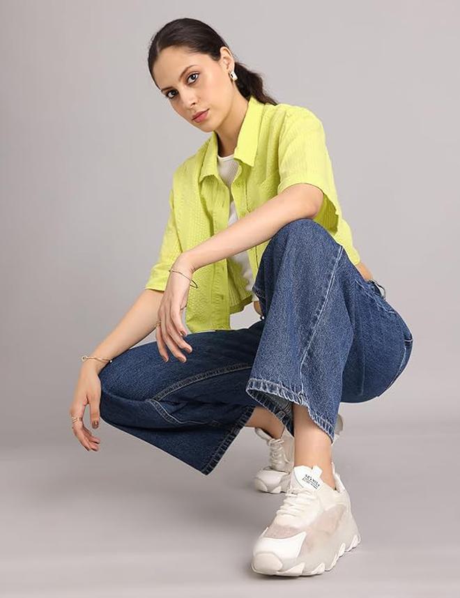 inkd جينز نسائي واسع - متوسط الارتفاع | 100٪ قطن | جينز للنساء - Image 3